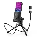 FDUCE M160 Gaming USB Microphone,RGB Condenser Microphone with Tripod,Volume Adjustment and Mute Button Function,Compatible with PC,Laptop,for Gaming,Podcasting,Streaming,YouTube