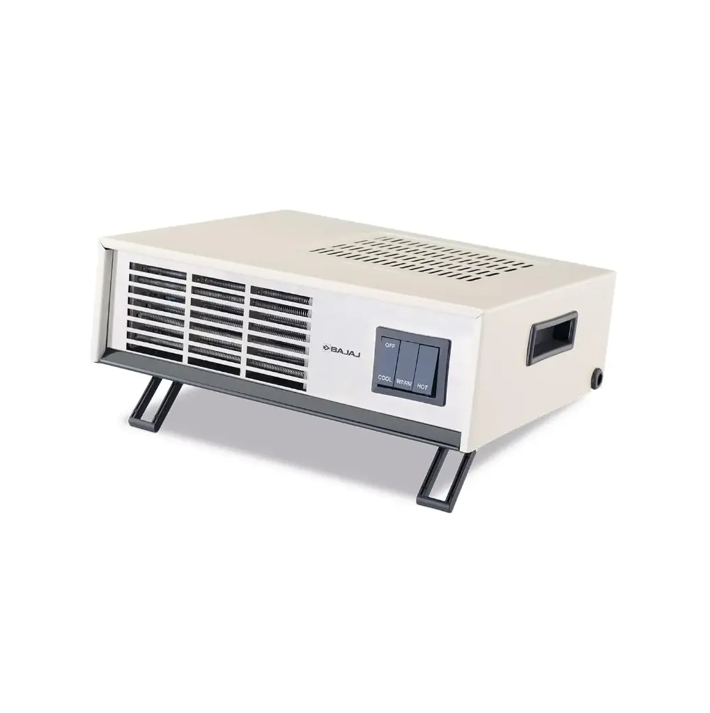 Bajaj Blow Hot Portable Room Heater For Bedroom|2 Heat Settings-1000 Watt/ 2000 Watt|Ideal Room Heater For Winter|Easy Mobility|Compact Design|Auto-Thermal Cut-Off|2-Yr Warranty By Bajaj|White Color